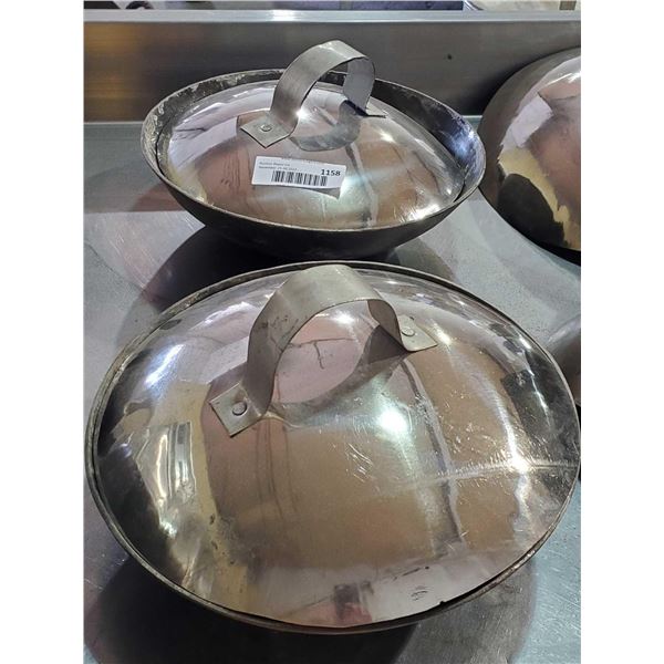 Hand Made Metal Woks with Tin Lids - Asst Size- Lot of 2