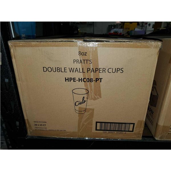 CASE LOT Pratt's 8oz Double Wall Paper Cups 20x25 count