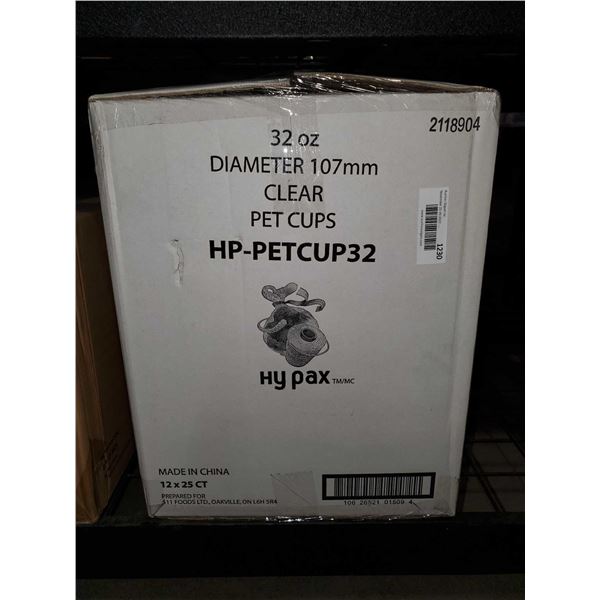 CASE LOT HyPax 32oz Diameter Clear Pet Cups 12x25 count