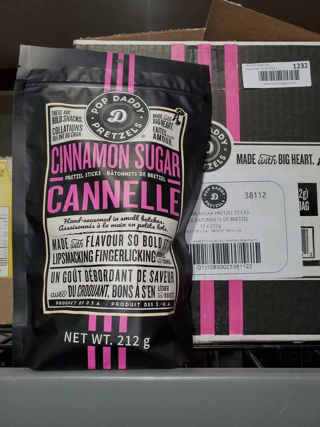 CASE LOT Pop Daddy Pretzels Cinnamon Sugar 12x212g