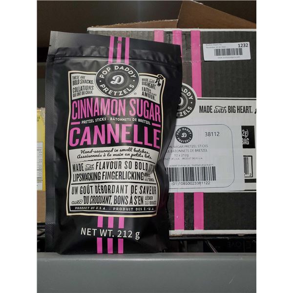 CASE LOT Pop Daddy Pretzels Cinnamon Sugar 12x212g