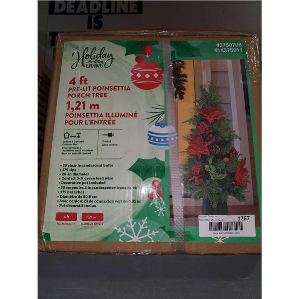 Holiday Living 4ft Pre Lit Poinsettia Porch tree