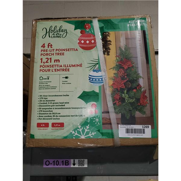 Holiday Living 4ft Pre Lit Poinsettia Porch tree