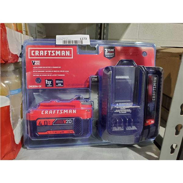 NEW Craftsman 4.0 Ah Lithium Ion Battery & Charger Kit