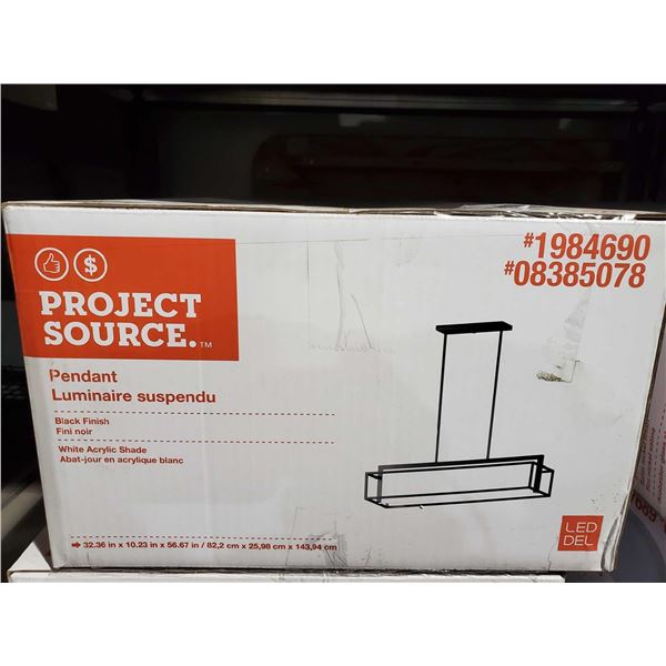 NEW Project Source Pendant Light Black Finish w White Acrylic Shade