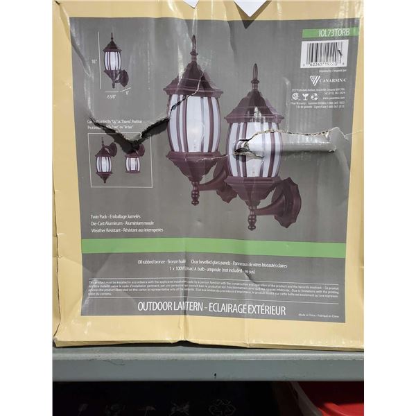 NEW Canarmna Outdoor Lantern Oil rubbed bronze / clear bevelled glass Set of 2
