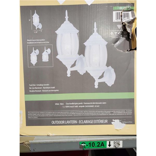 NEW Canarmna Outdoor Lantern White / clear bevelled glass Set of 2