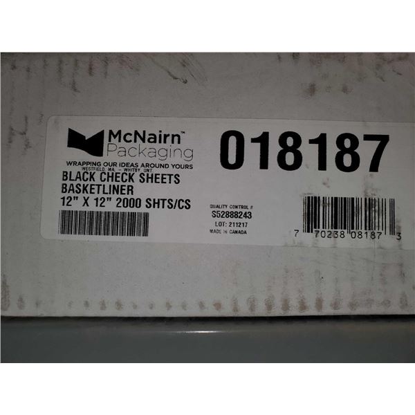 CASE LOT McNairn Packaging Black Check Sheets Basket Liners 12"x12" 2000 Sheets