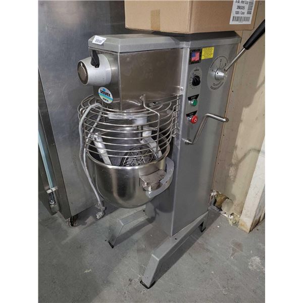 Univex Model SRMF20 Upright commercial Mixer with safety guard. includes paddle, whisk and dough hoo