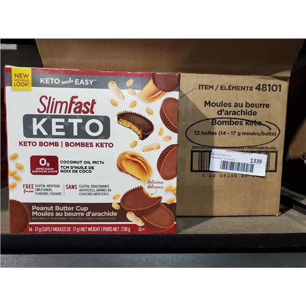 CASE LOT SlimFast Keto Bombs Peanut Butter Cup 14-17g cups x 12 boxes