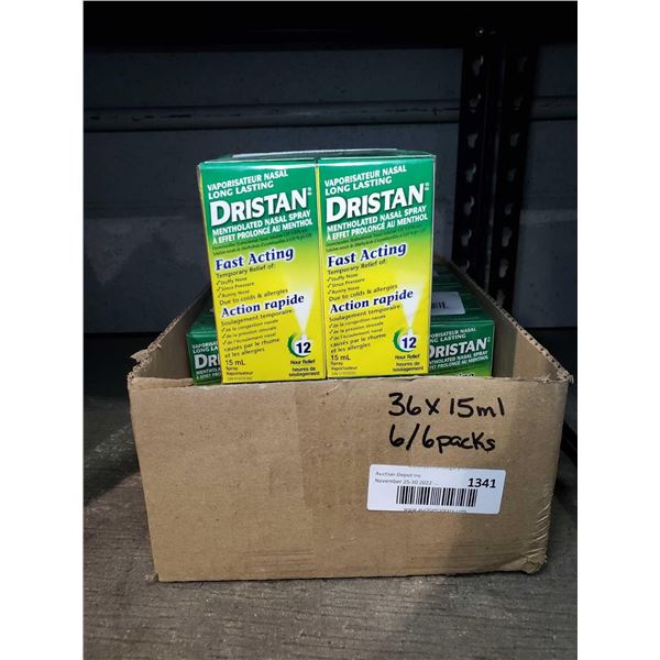 CASE LOT Dristan Mentholated Nasal Spray 36x15ml (6boxes of 6)