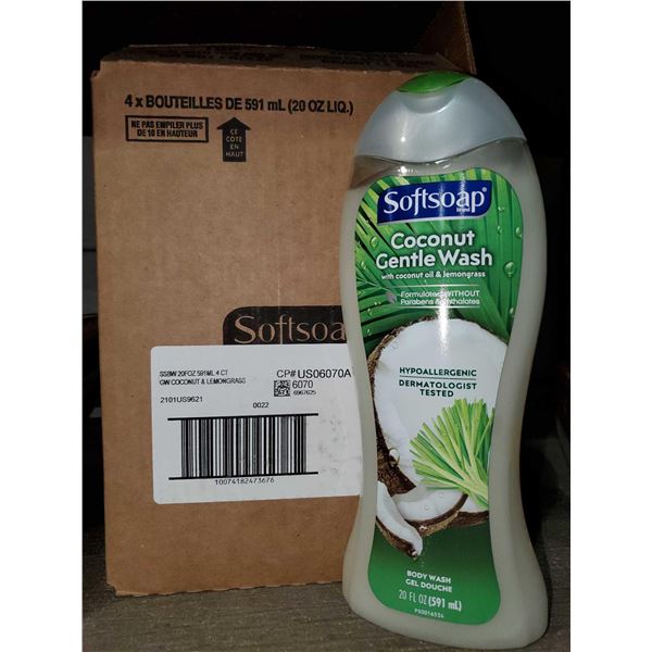 CASE LOT Softsoap coconut gentle wash 4x591mL