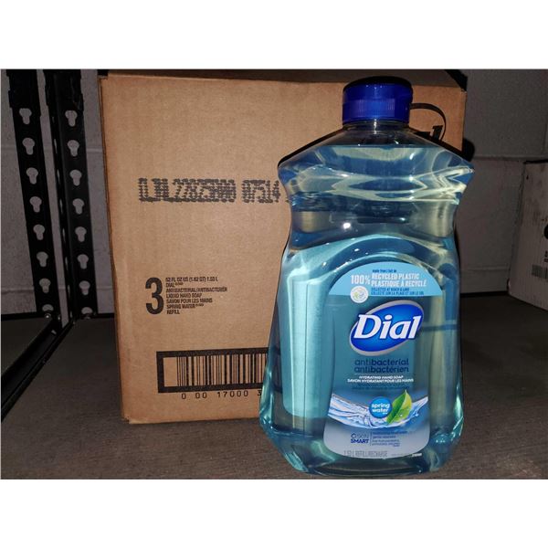CASE LOT Dial antibacterial liquid handsoap spring water refill 3x52 FL. OZ