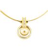 Image 1 : 0.61 ctw Diamond and Pearl Pendant And Chain - 18KT Yellow Gold