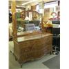 Image 1 : 5 DRAWER LG. TIGER PATTERN ANTIQUE DRESSER W/MIRROR