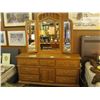 Image 1 : LG. 7 DRAWER SINGLE DOOR MIRRORED OAK DRESSER