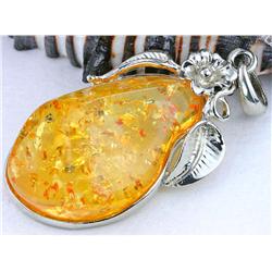 155ctw Baltic Amber Gold Vermeil Pendant (JEW-1299)