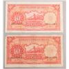 Image 3 : Lot of 2 Republic of China Paper Money 1935 $10