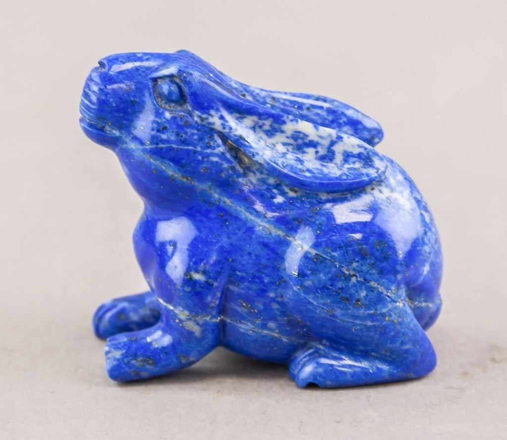 Chinese Lapis Carved Rabbit Figure