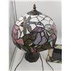 Image 2 : Tiffany Style Lamp with Roses and Dragon Flys (Tested) with Matching Photo Frame