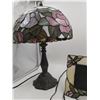 Image 4 : Tiffany Style Lamp with Roses and Dragon Flys (Tested) with Matching Photo Frame