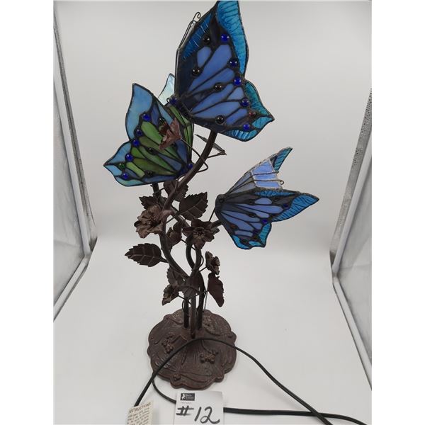 Ornate Butterfly and Flower Lamp (Tested)