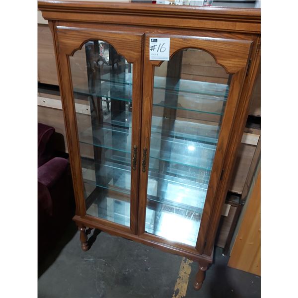 Wooden China Cabinet with Mirrored back and glass shelves and doors