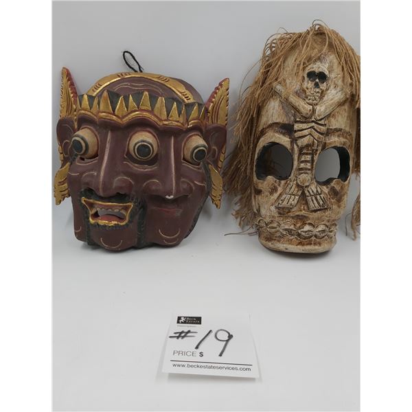 2 Decorative Wooden Masks