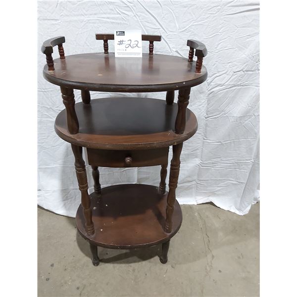 Vintage Oval Wooden Table with Drawer