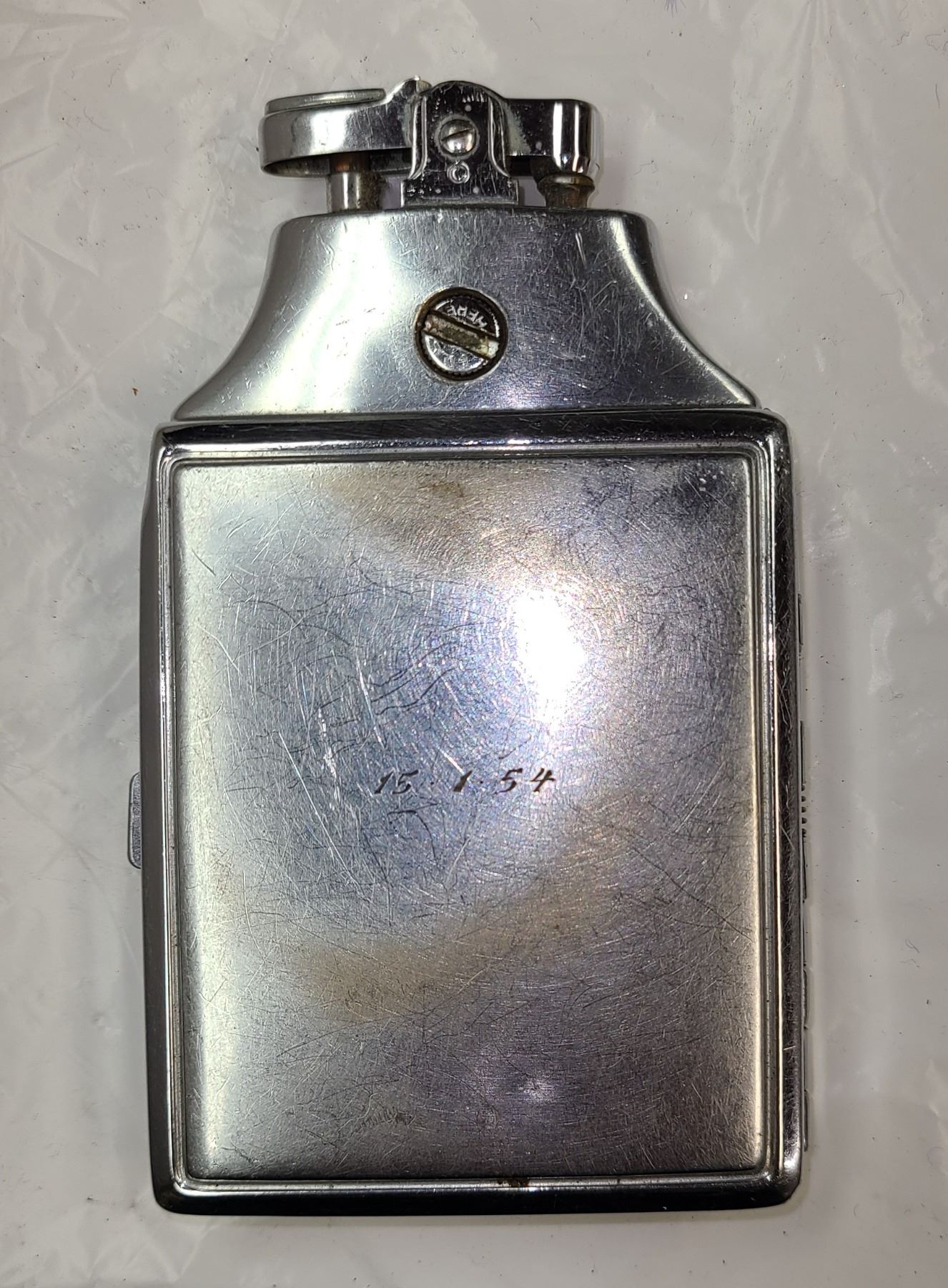 Ronson Mastercase Cigarette Case & Lighter Combo Stainless 1954