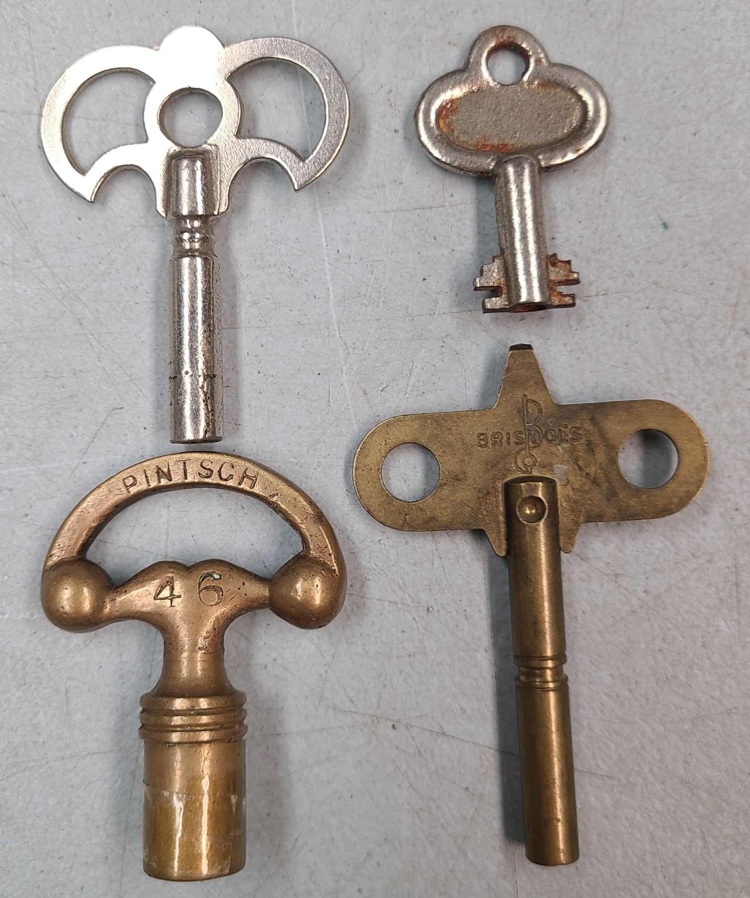 Vintage Clock Keys - Four Keys all Differant - Bristols & Pintsch