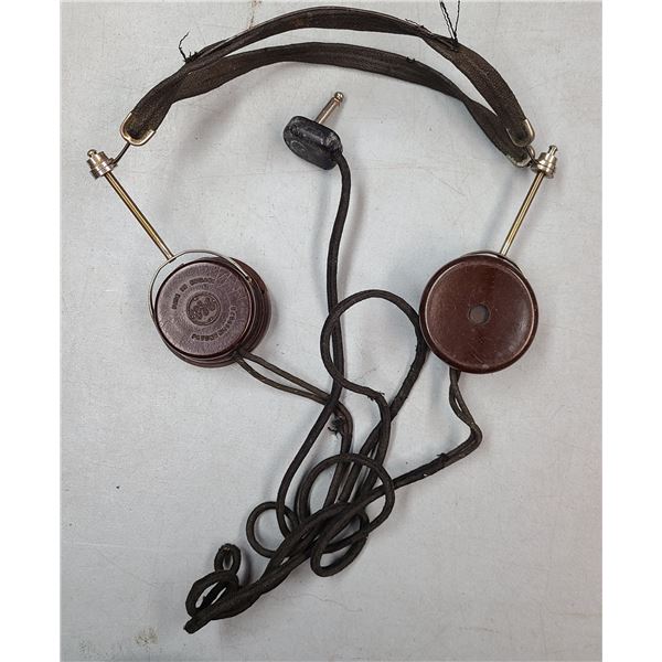 WW2 Headset Headphones Made In England .. Probally UK or Canadian Military
