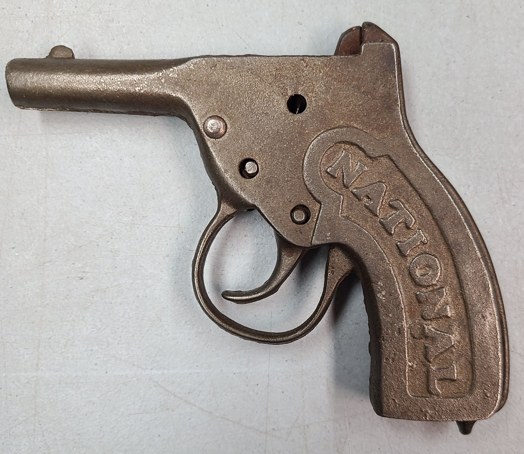 Cap Gun Front National Cast Iron Antique Cap Gun Made in 1911 .. Made in USA