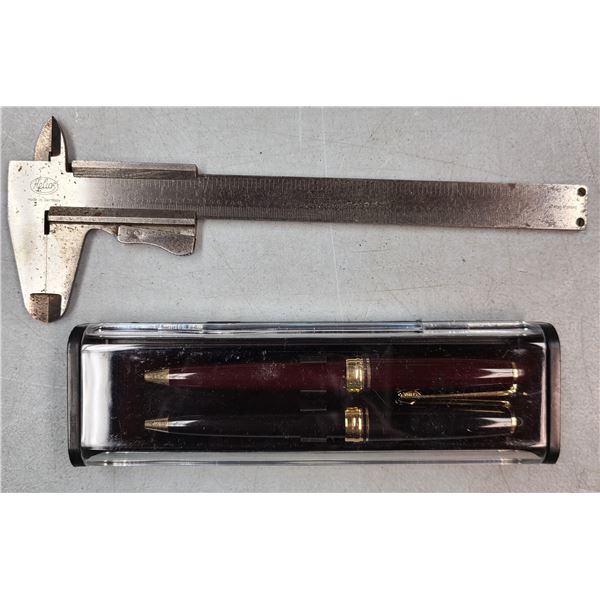 Steel Calipers by Helios Germany PLus a Pen Set