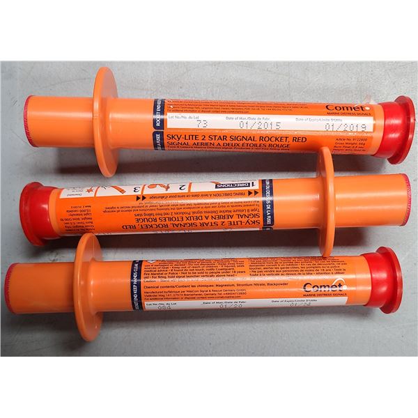 Comet SkyLite Twin Flare Rocket Red Emergcency Flares Lot of 3 Flares