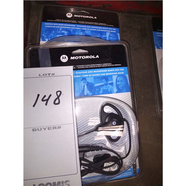 NEW, MOTOROLA EARPIECE W/ BOOM MICROPHONE (X2)