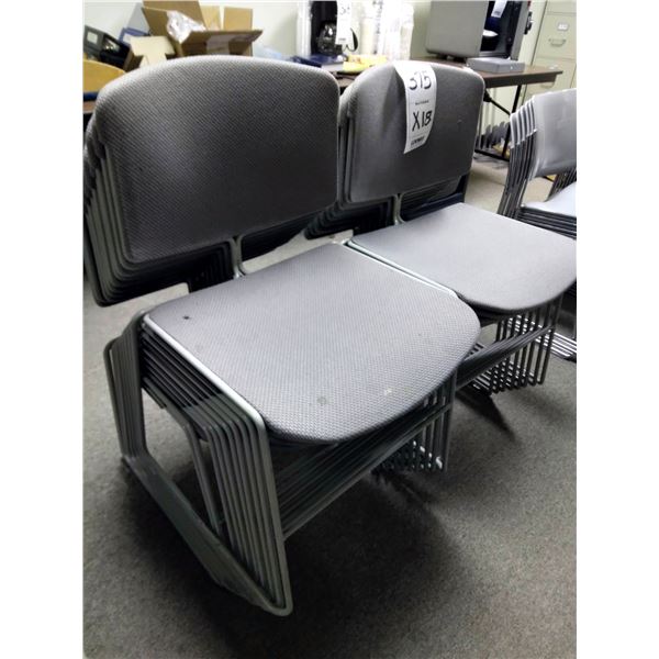 FABRIC COVERED HARD PLASTIC CHAIRS W/ METAL LEGS (X18)