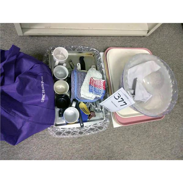 LOT OF TRAY, CUPS AND BOWLS