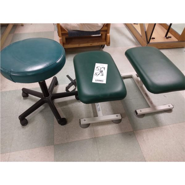 VINYL STOOL W/ PAIR OF TRACTION STOOLS