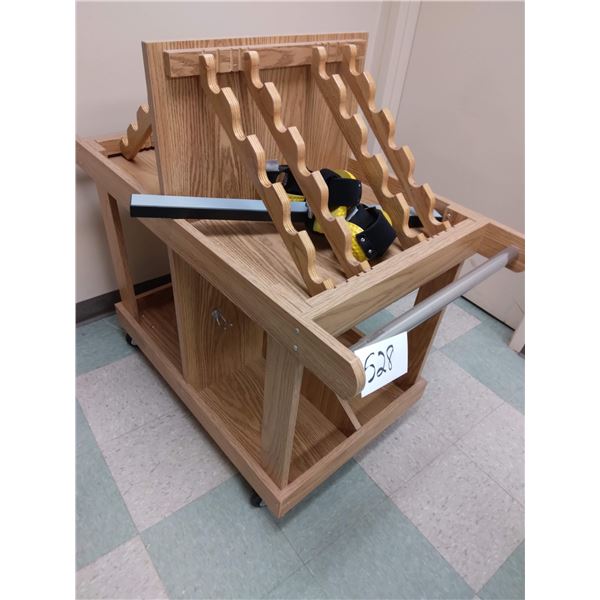 ROLLING WOODEN REHAB EQUIPMENT CART