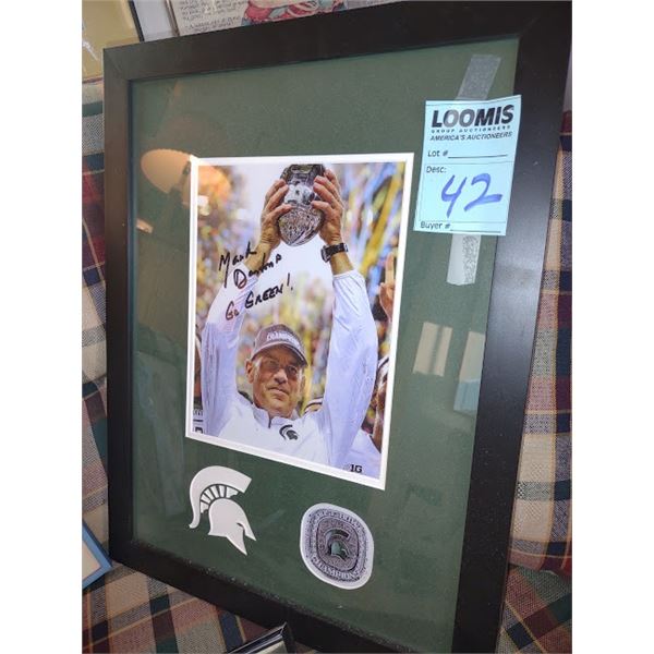 Large Signed Mark Dantonio Head Michigan Coach Rose Bowl Championship