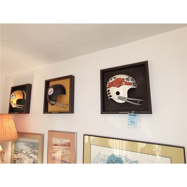 S/5: Vintage Football Team Wood Framed Helmets (Standard Size Helmets )