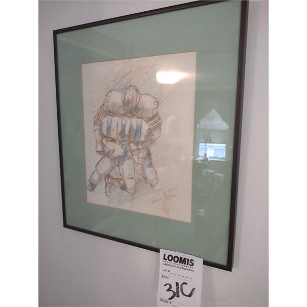 SIGNED ROBERT MOHAN RUNNING BACK FRAMED ART