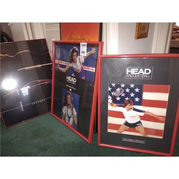 S/4 VINTAGE LRG FRAMED SPORTS ART