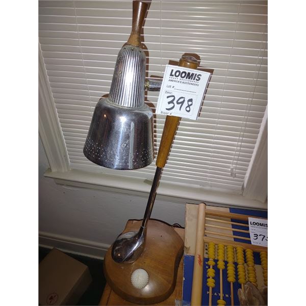 METAL VINTAGE GOLF LAMP/ WOOD BASE