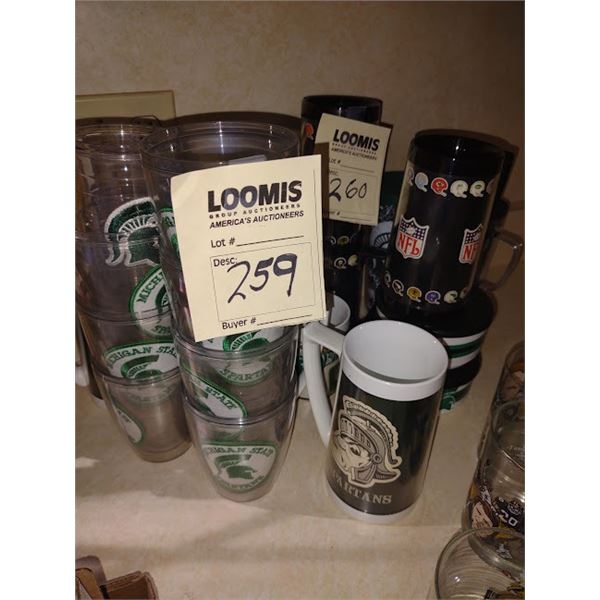 Bundle Lot of 259 & 260 NFL & Michigan State Collectible Mugs