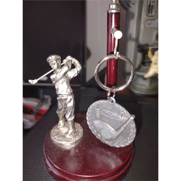 PEWTER GOLF DESK SET