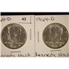 2-1964-D KENNEDY HALF DOLLARS 90% SILVER BU