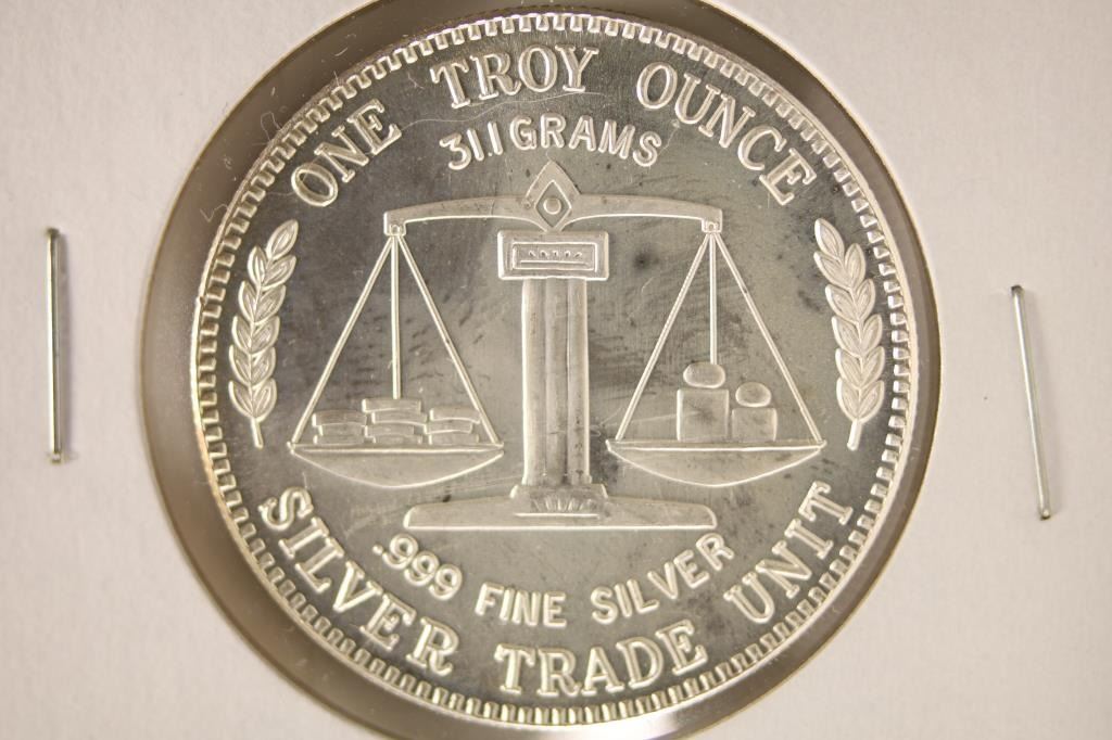1 TROY OZ .999 FINE SILVER PF ROUND SILVER TRADE