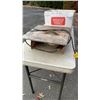 Image 8 : TILE SAW, BOX AND PAIL WITH GAUGES AND DOOR HANDLES
